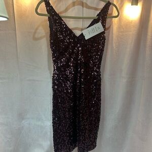 Elegant Sequin Mini Dress in Deep Purple